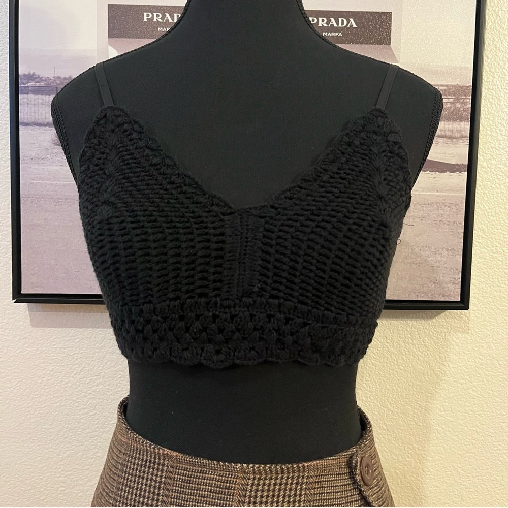 Band Of Gypsies black crochet cropped top
